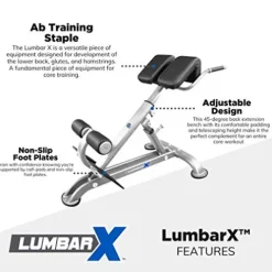 Ab Coaster Lumbar X 45-Degree Back Extension Bench Adjustable Black