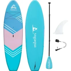 Abrazo YOGAqua 10’6″ x 34″ x 5″ Stand Up Paddle Board Blue/Purple/Pink/Green