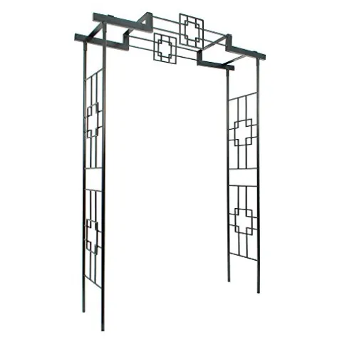 Achla Squares Arbor II Garden Arch Graphite