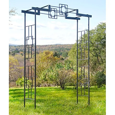 Achla Squares Arbor II Garden Arch Graphite