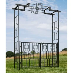 Achla Squares Arbor II Garden Arch Graphite