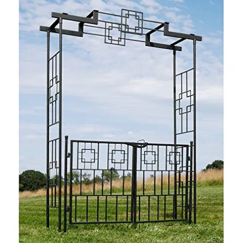 Achla Squares Arbor II Garden Arch Graphite