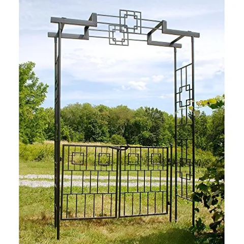 Achla Squares Arbor II Garden Arch Graphite