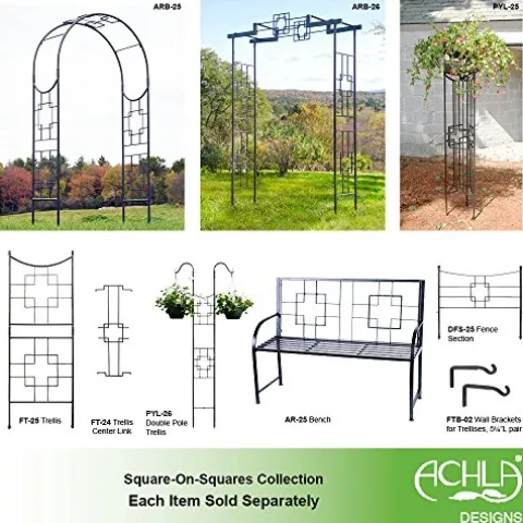 Achla Squares Arbor II Garden Arch Graphite