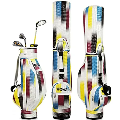 ACXZ Golf Standard Bag for Men Women Children – Golf Cart Bag, Golf Carrying Bag, Waterproof PU Material, Khaki