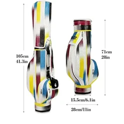 ACXZ Golf Standard Bag for Men Women Children – Golf Cart Bag, Golf Carrying Bag, Waterproof PU Material, Khaki