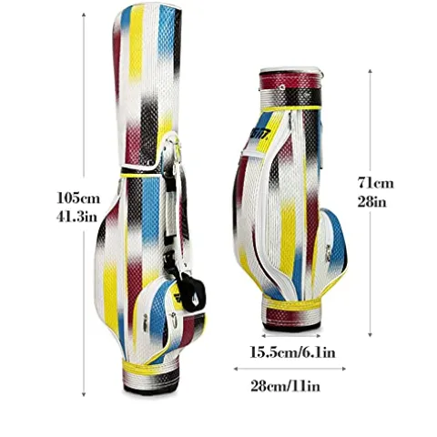 ACXZ Golf Standard Bag for Men Women Children – Golf Cart Bag, Golf Carrying Bag, Waterproof PU Material, Khaki