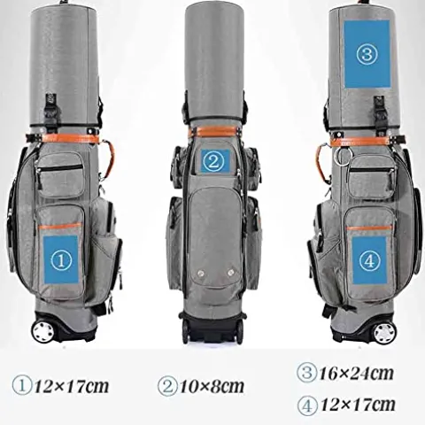 ACXZ Golf Travel Bag with 10 Way Dividers, Rain Cover, Cooler & Shoe Pocket, Wheels Dark Blue