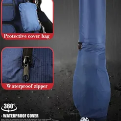 ACXZ Golf Travel Bag with 10 Way Dividers, Rain Cover, Cooler & Shoe Pocket, Wheels Dark Blue