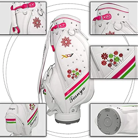 ACXZ Women’s Floral Embroidered Golf Staff Carry Bag White