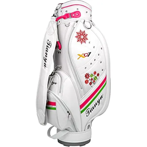 ACXZ Women’s Floral Embroidered Golf Staff Carry Bag White