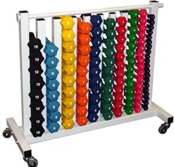 Ader Neoprene Dumbbell Set with Rack on 4 Caster Wheels