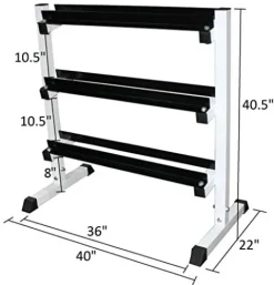 Ader Octagon Rubber Dumbbell Set 2-50Lbs (12 Pairs) 560Lbs with Dumbbell Rack Black White