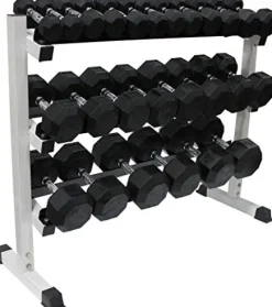 Ader Rubber Dumbbell Set 2-50lbs (Total 546lbs) with Rack & Mat