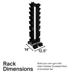 Ader Rubber Dumbbell Set 8 Pairs with Vertical Rack