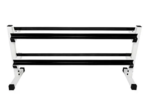 Ader Rubber Dumbbell Set 11 Pairs (2-40lb) w/ 2-Tier 54″ Rack and Mat