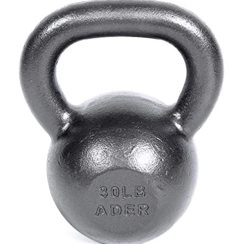 Ader Sporting Goods Ader Premier Kettlebell Set w/DVD & Free Rack Rubber Mat Grey, Black