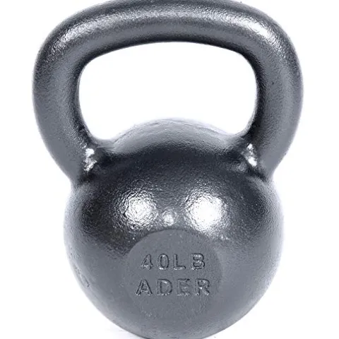 Ader Sporting Goods Ader Premier Kettlebell Set w/DVD & Free Rack Rubber Mat Grey, Black