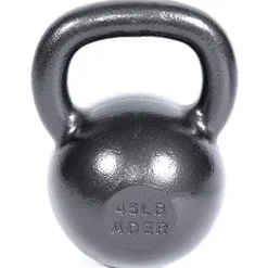 Ader Sporting Goods Ader Premier Kettlebell Set w/DVD & Free Rack Rubber Mat Grey, Black
