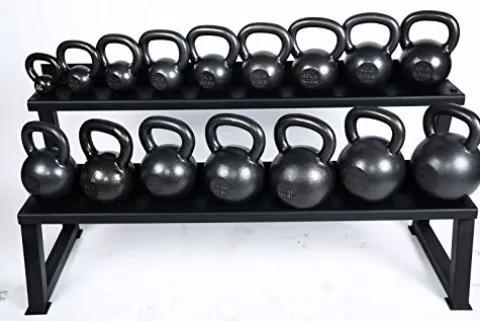 Ader Sporting Goods Ader Premier Kettlebell Set w/DVD & Rack- (4, 6, 8, 10, 12, 16, 20kg) Grey