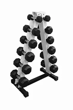 Ader Sporting Goods Black Rubber Dumbbell Set with Rack