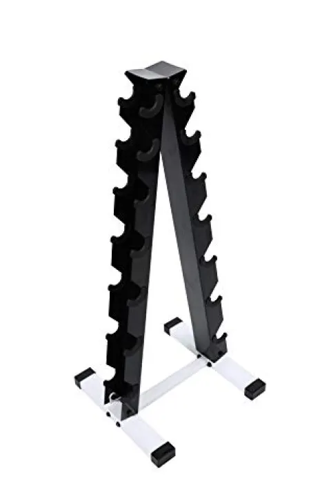 Ader Sporting Goods Black Rubber Dumbbell Set 5-50 lbs with Mat & Rack