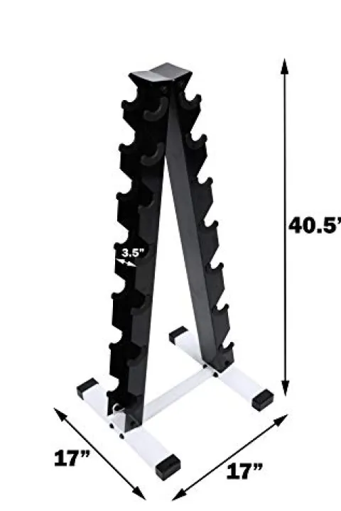 Ader Sporting Goods Black Rubber Dumbbell Set 5-50 lbs with Mat & Rack