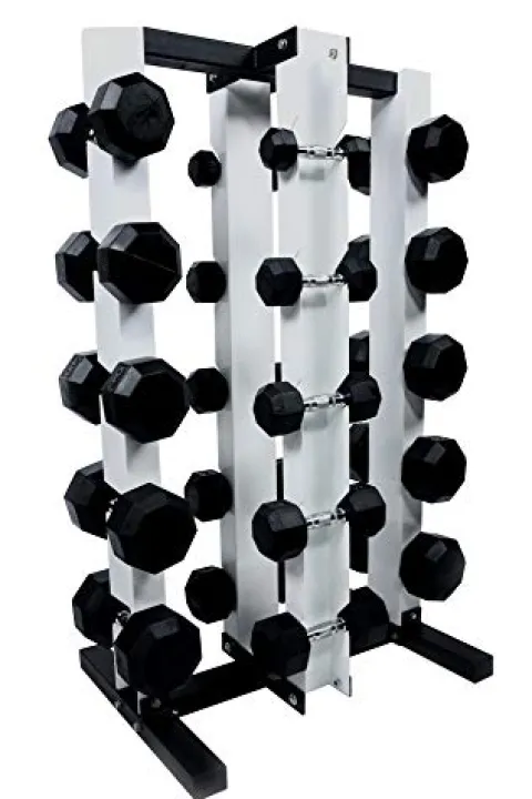 Ader Sporting Goods Black Rubber Dumbbell Set 5-75 Lbs with Racks & Mats