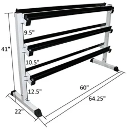 Ader Sporting Goods Black Rubber Dumbbell Set with Rack 554 LBs