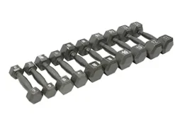 Ader Sporting Goods Hex Cast Iron Dumbbell Set with Vertical Rack Grey