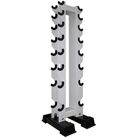 Ader Sporting Goods Hex Cast Iron Dumbbell Set with Vertical Rack Grey
