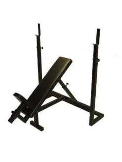 Ader Sporting Goods Institutional Olympic Incline Bench & 300 Lb Olympic Set Black Chrome