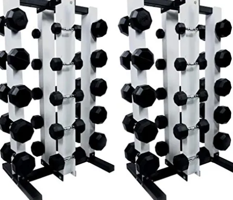 Ader Sporting Goods Octagon Rubber Dumbbell Set Black, White