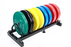 Ader Sporting Goods Olympic Bumper Plates 260 Lbs + Rack, Bar & Collars Black