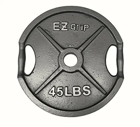 Ader Sporting Goods Olympic Universal White Bench w/Bar & 255lbs Gray Easy Grip Olympic Plates Set Black