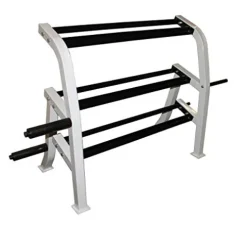 Ader Sporting Goods Rubber Dumbbells Set with Rack and Mat Black/White