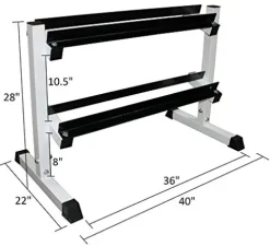Ader Sporting Goods Rubber Dumbbells Set with Rack