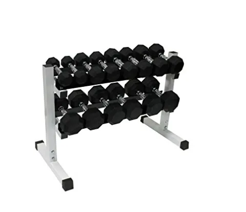 Ader Sporting Goods Rubber Dumbbells Set with Rack