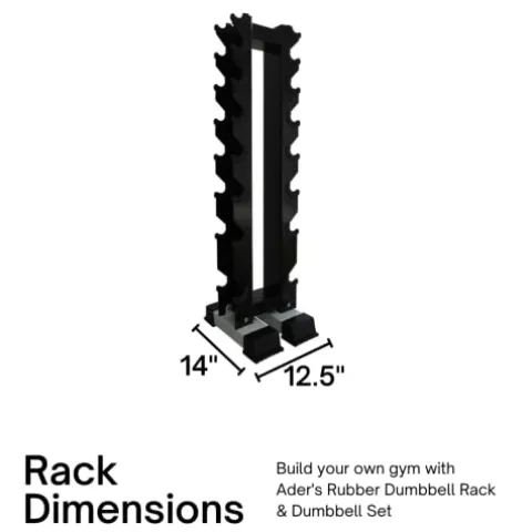 Ader Sporting Goods Rubber Dumbbell Set with Rack Black