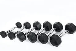 Ader Sporting Goods Rubber Dumbbells Set with Rack Black