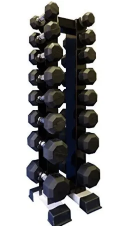 Ader Sporting Goods Rubber Dumbbell Set with Rack Black