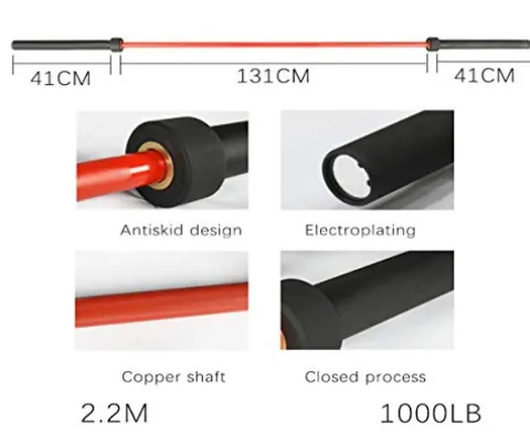 ADIEN Olympic Barbell Shaft 86.6″ Red