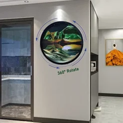 AECEVAN Wall Mount 3D Deep Sea Sand Art Sculpture Green-a