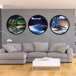 AECEVAN Wall Mount Moving Sand Art 23.6” Blue-b