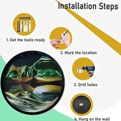 AECEVAN Wall Mount Moving Sand Art Yellow-D