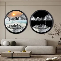 AECEVAN Wall Mount Moving Sand Art 23.6” 3D Deep Sea Sculpture Black-i