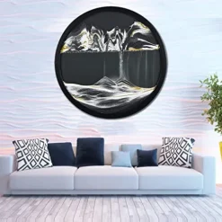 AECEVAN Wall Mount Moving Sand Art 23.6” 3D Deep Sea Sculpture Black-i