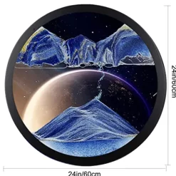 AECEVAN Wall Mount Moving Sand Art 23.6” Round Glass Sculpture I