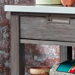 Afuera Living Traditional Wood Potting Bench with Steel Top Grey
