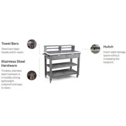 Afuera Living Traditional Wood Potting Bench with Steel Top Grey